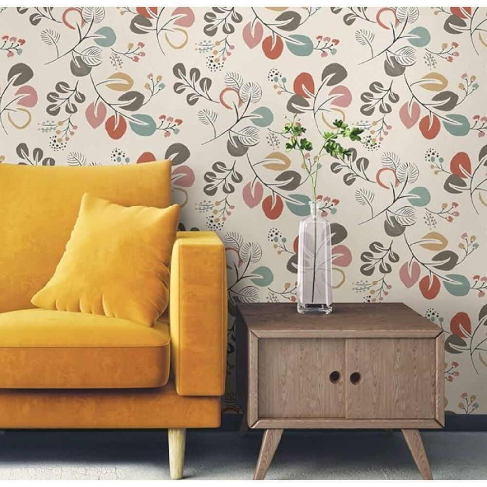 Floral white print wallpaper - removable - 3 rolls!! - Picture 1 of 2